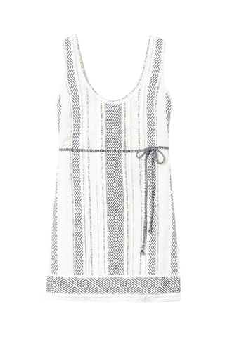 Vestido recto de lino - Twinset - Blanco
