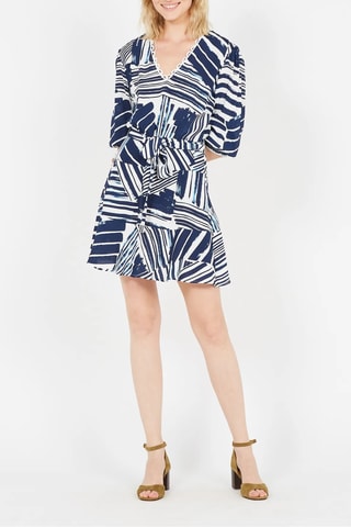 Vestido evasé - Twinset - Blanco y azul