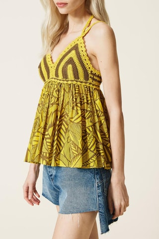 Top bimateria - Twinset - Amarillo