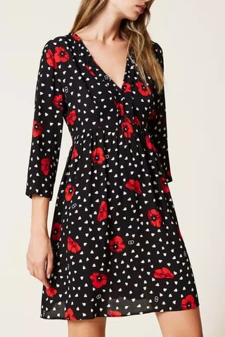 Vestido evasé - Twinset - Negro y rojo