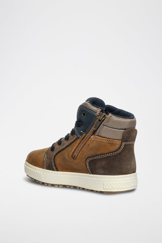 Zapatillas altas de piel Hilos - Primigi - Beige, azul y marrón