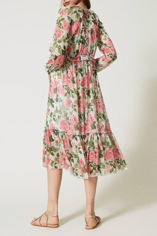 Vestido midi - Twinset - Blanco, verde y rosa