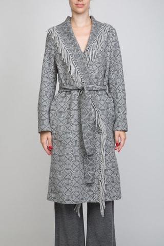 Abrigo de lana - Twinset - Blanco y gris