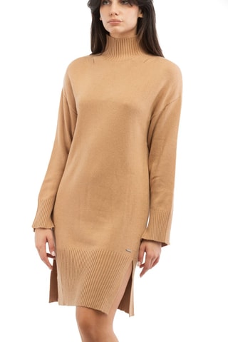 Vestido jersey regular fit de lana y cachemir  - Topo