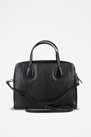 Maletín de piel Elettra - Negro y dorado
