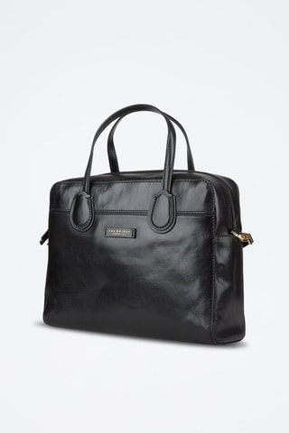 Maletín de piel Elettra - Negro y dorado
