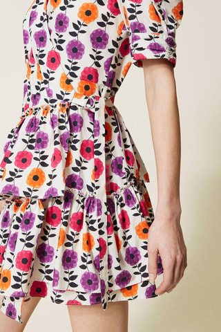 Vestido cruzado - Twinset - Blanco y rosa