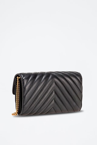 Bandolera de piel ovina Love One - Negro - Negro y dorado