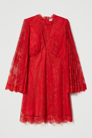 Vestido trapecio de encaje - Twinset - Rojo