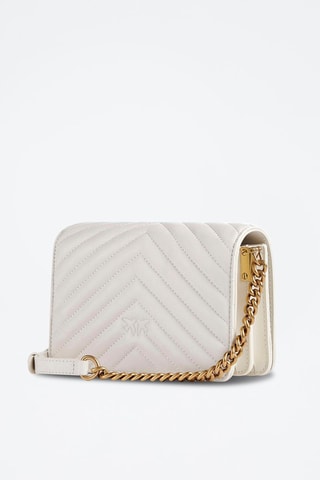 Bandolera de piel Love Click Mini - Pinko - Blanco y dorado