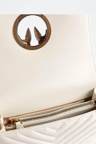 Bandolera de piel Love Click Mini - Pinko - Blanco y dorado