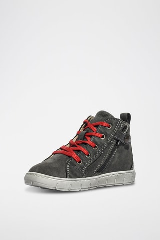 Zapatillas altas de piel Baby Box - Blanco, rojo y gris