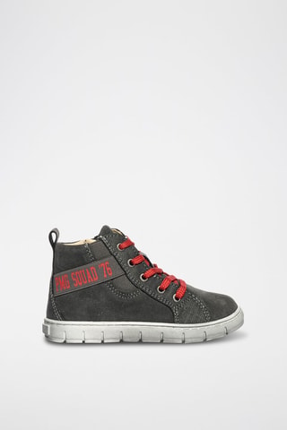 Zapatillas altas de piel Baby Box - Blanco, rojo y gris