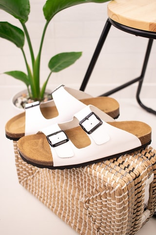 Mules de couro Branco