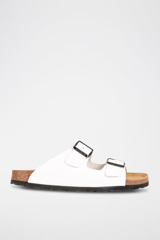 Mules de couro Branco