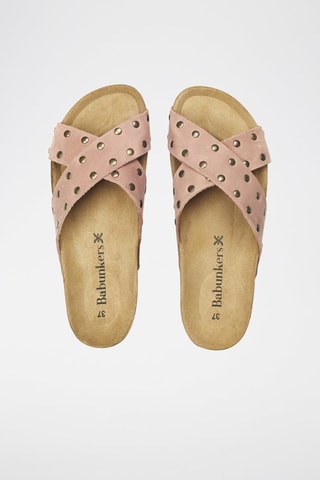 Mules em couro 
Rosa-velho