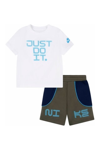 T-shirt et bermuda - Blanc et kaki - Nike