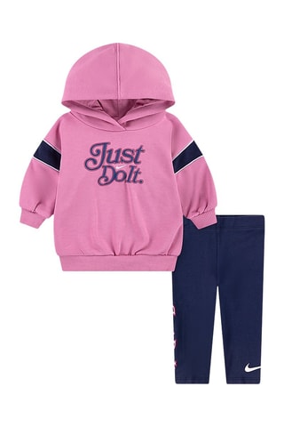 Sweat à capuche et legging - Blanc, bleu et rose