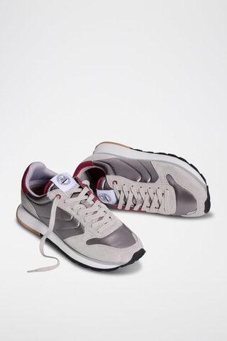 Baskets en cuir Gortyn - Gris et rouge