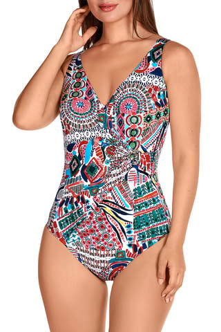 Maillot 1 pièce - Vert et rouge - Dolores Cortés