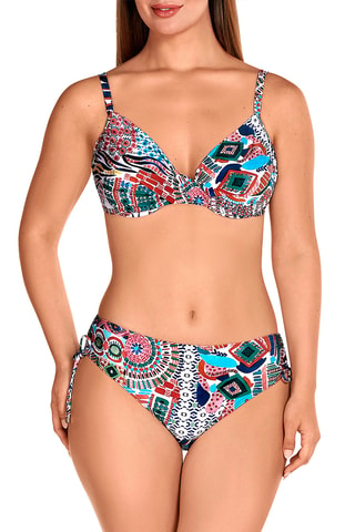 Maillot 2 pièces taille haute - Vert et rouge - Dolores Cortés