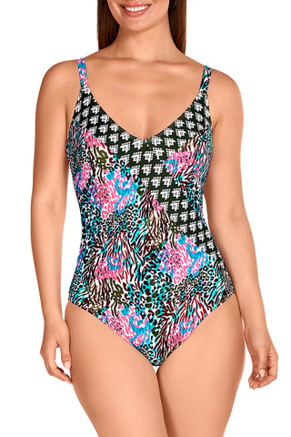 Maillot 1 pièce - Vert et noir - Dolores Cortés