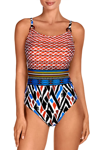 Maillot 1 pièce coques - Rouge et bleu - Dolores Cortés