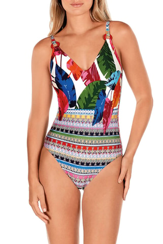 Maillot 1 pièce coques - Bleu et vert - Dolores Cortés