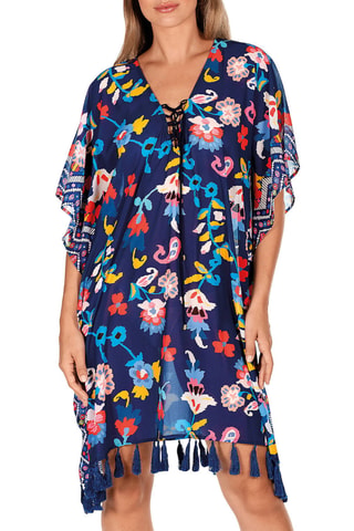 Caftan de plage - Bleu marine - Dolores Cortés