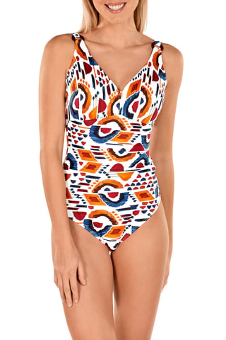 Maillot 1 pièce coques - Blanc et rouge - Dolores Cortés