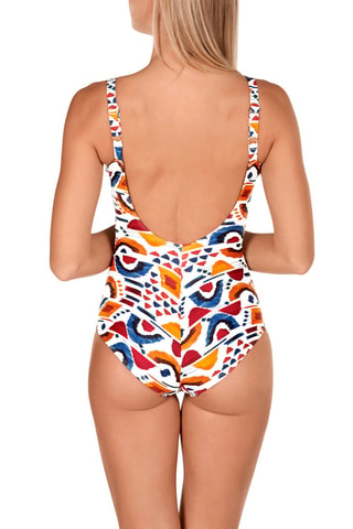 Maillot 1 pièce coques - Blanc et rouge - Dolores Cortés