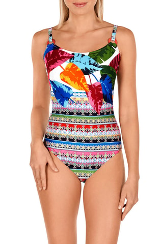 Maillot 1 pièce coques - Bleu et orange - Dolores Cortés