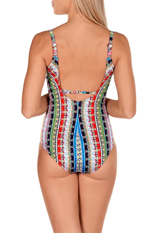 Maillot 1 pièce coques - Bleu et orange - Dolores Cortés