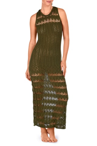 Robe de plage en coton biologique - vert foncé - Lola
