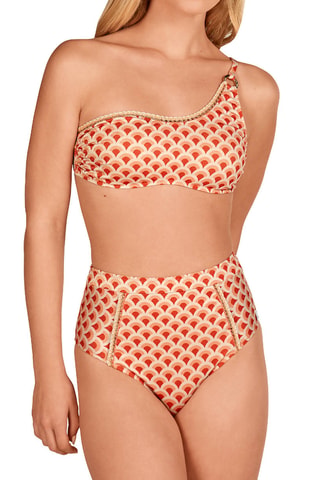 Maillot 2 pièces coques taille haute - Orange - Lola