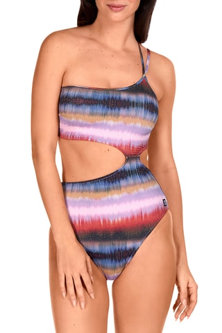 Trikini asymétrique tie and dye coques - Violet - Lola