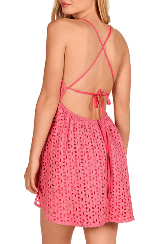 Robe de plage en broderie anglaise - Rose - Lola