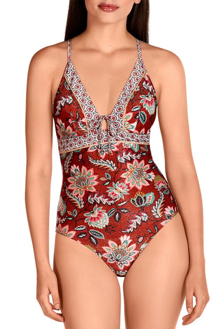 Maillot 1 pièce coques - Rouge brique - Dolores Cortés