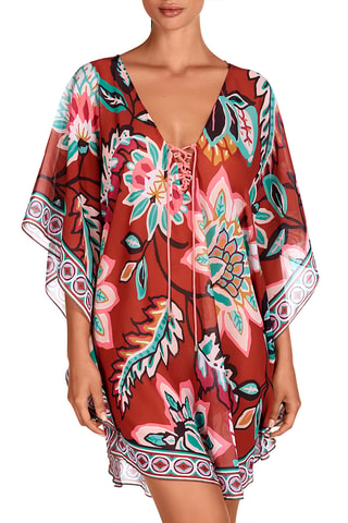 Caftan de plage - Rouge brique - Dolores Cortés