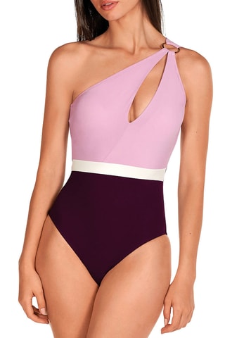 Maillot 1 pièce asymétrique coques - Violet - Dolores Cortés
