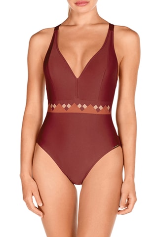 Maillot 1 pièce coques - Marron foncé - Dolores Cortés
