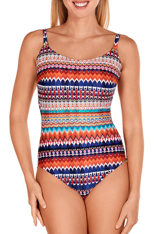 Maillot 1 pièce - Bleu marine et orange - Dolores Cortés