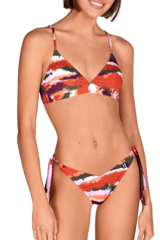 Maillot 2 pièces tie and dye coques - Rouge et vert foncé - Lola