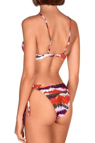 Maillot 2 pièces tie and dye coques - Rouge et vert foncé - Lola