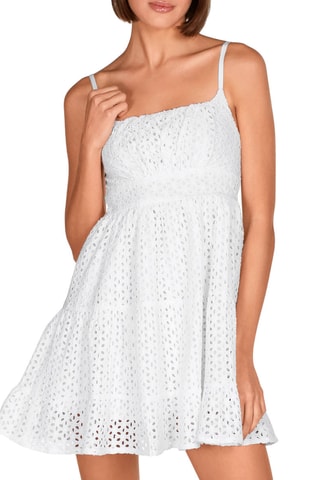Robe de plage en broderie anglaise - Blanc - Lola