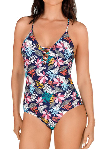 Maillot 1 pièce coques - Bleu marine - Tamouré