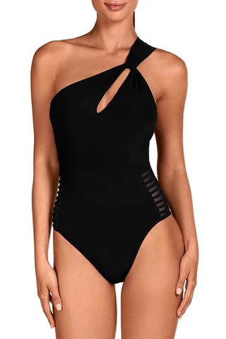 Maillot 1 pièce asymétrique coques - Noir - Dolores Cortés