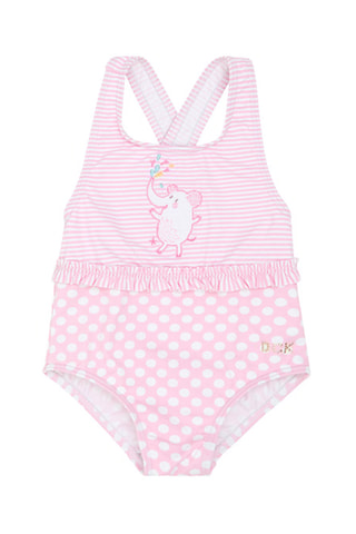 Maillot 1 pièce - Rose poudré et blanc - DC-Kids Dolores Cortés
