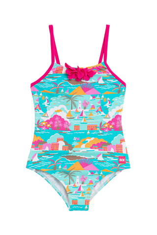Maillot 1 pièce - Turquoise et fuchsia - DC-Kids Dolores Cortés