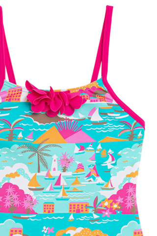 Maillot 1 pièce - Turquoise et fuchsia - DC-Kids Dolores Cortés